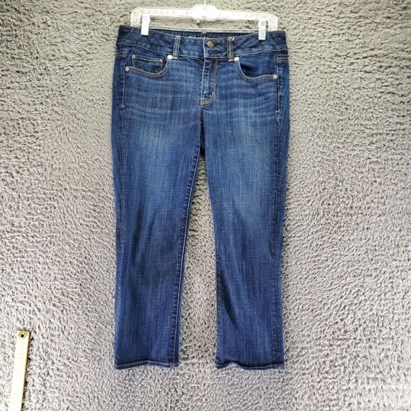 American Eagle Outfitters Jeans Womens 8 Blue Artist Crop Stretch Denim - Picture 1 of 9
